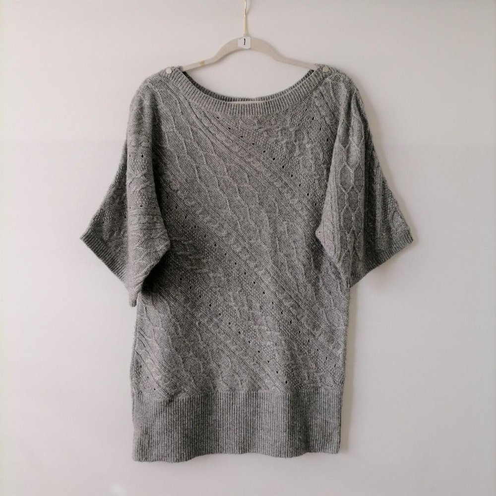 White House Black Market Womens Gray Boat Neck Knited Pullover Sweater Size L